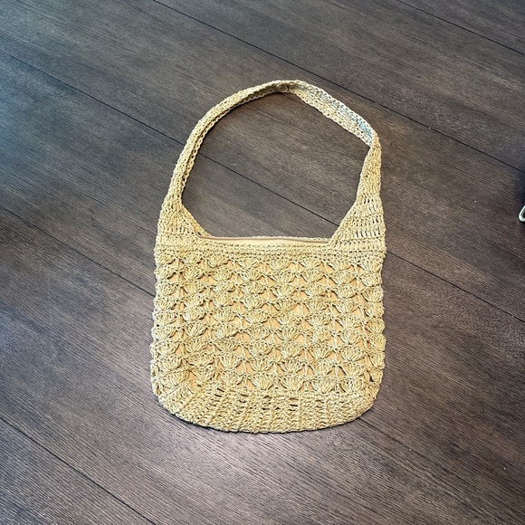 Capelli of New York Tan Crochet Shoulder Bag - Picture 1 of 4